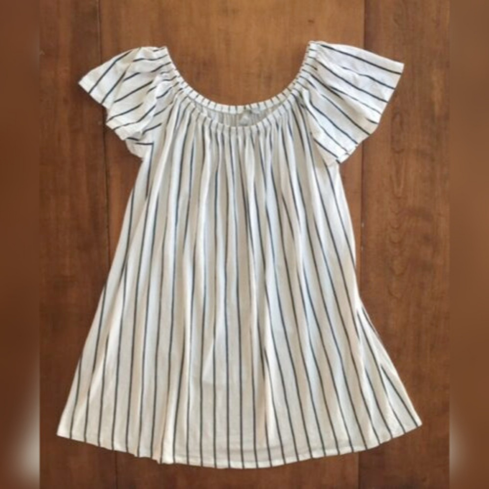 ASOS TRAPEZE DRESS Elastic Neckline STRIPED